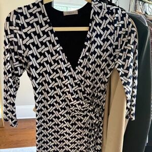 Faux Wrap Dress with 3/4 length Sleeves